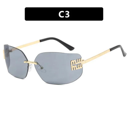 2025 Retro Frameless Design Sunshade Luxury Metal Women's Sunglasses High Quality Decoration Travel Hiking Sunglasses
