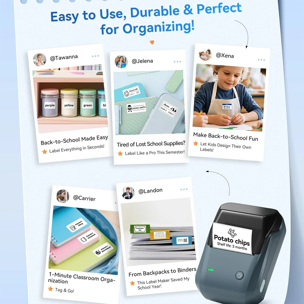 NIIMBOT B1 Portable Thermal Printer With Tapes 2 Inch Adhesive Label Printer Mini Bluetooth Sticker Maker Support Smartphones PC