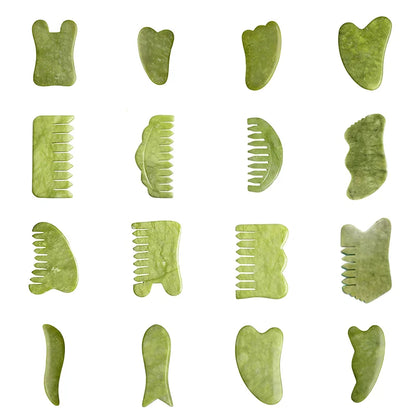 Natural Green Xiuyu Gua Sha Board Jade Stone Massager For SPA Acupuncture Body Scraping Gouache Scraper Facial Beauty Tool