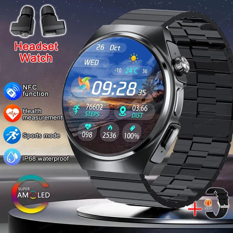 For Man Women New 2 in 1 Smart Watch With Earbuds Smartwatch TWS Bluetooth Earphone Heart Rate Blood Oxygen Monitor Sports Watch