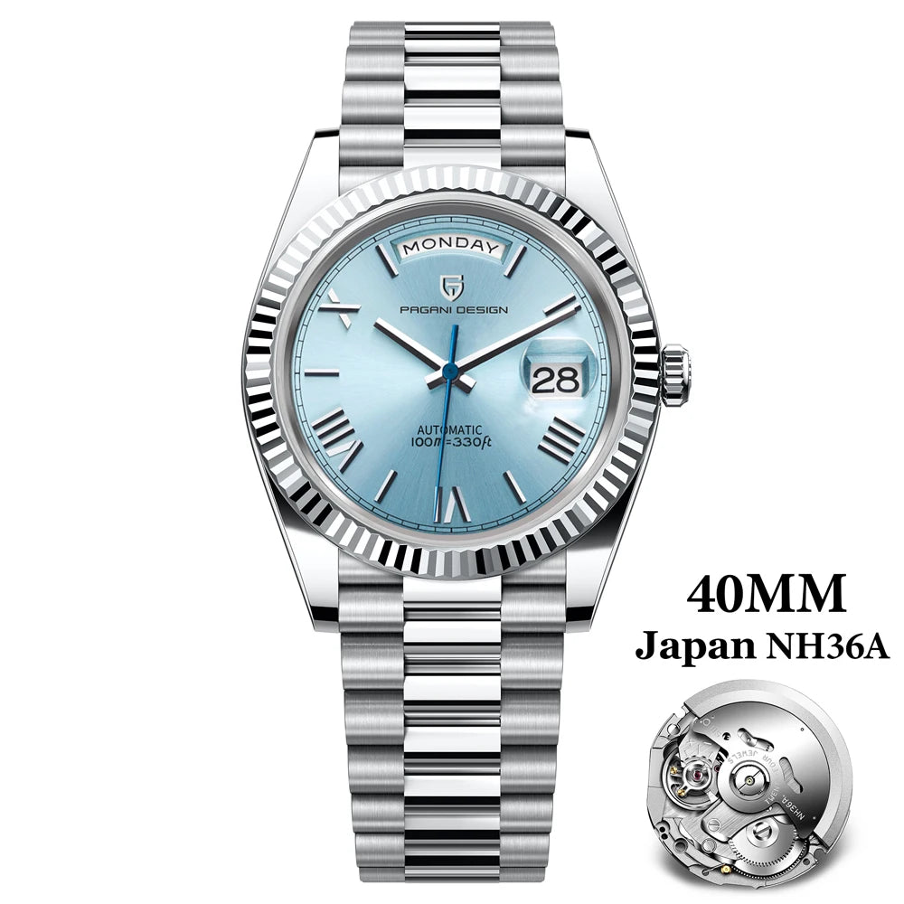 PAGANI DESIGN 2025 New Luxury Rose Gold DD40 Automatic Watch For Men NH36A Mechanical Wristwatch Men Stainless steel Waterproof