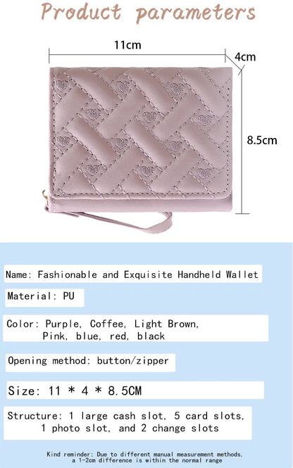 Women's Short Embroidered Love Zero Wallet Zipper Buckle Large Capacity Card Bag Versatile Fashion Simple