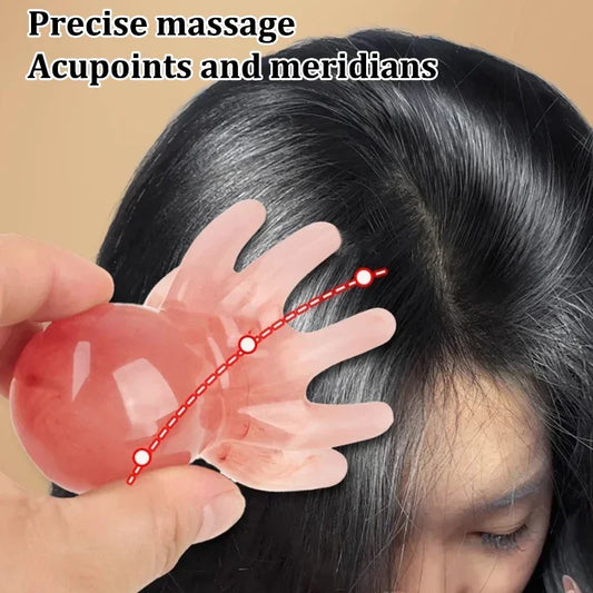 Resin Octopus Comb Head Massager Meridian Scraping Scalp Massage Brush Acupuncture SPA Gua Sha Health Massage Tool
