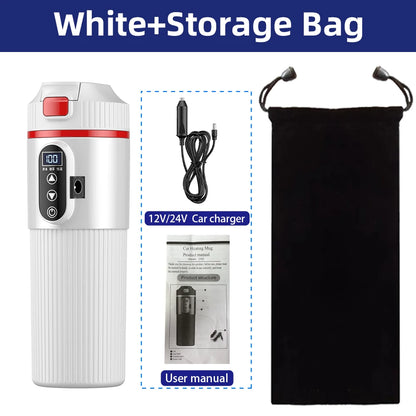 12V/24V 500ML Electric Heating Cup Kettle 304Stainless Steel Water Heater Bottle Auto Shut Off Fast Boiling Cup For Travel Car