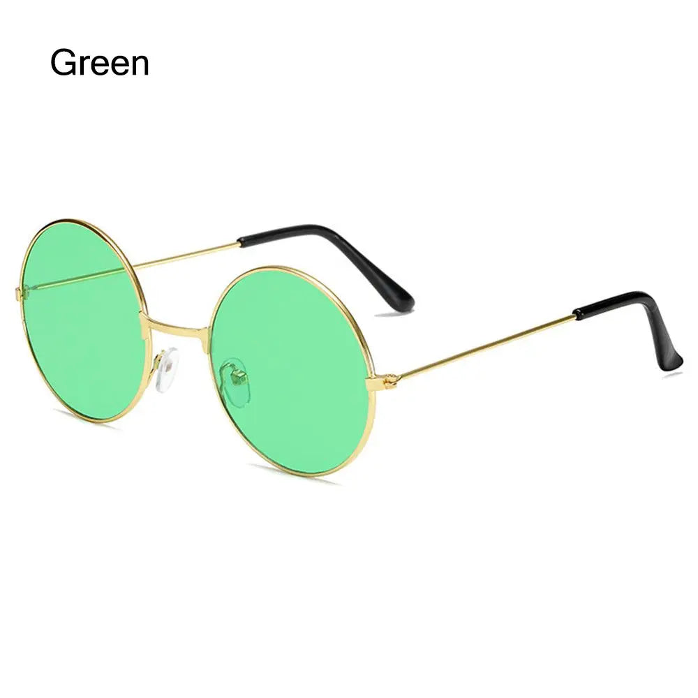 Fashion Retro Round Hippie Sunglasses  for Women Men Trendy Punk Disco Party Glasses Circle Metal UV Protection Sunglasses