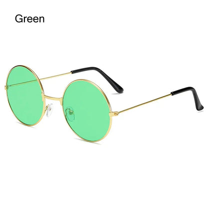 Fashion Retro Round Hippie Sunglasses  for Women Men Trendy Punk Disco Party Glasses Circle Metal UV Protection Sunglasses