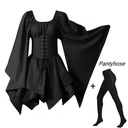 Medieval Costume Women Renaissance Medieval Dress Fairy Elf Traditional Irish Viking Costume Elf Ear for Halloween Party