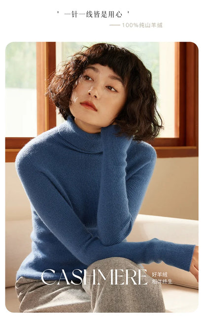 Autumn and Winter New Women's Sweater 100% Pure Cashmere High Collar Hoodie Knitted Basic Style Hot Selling Women's Top