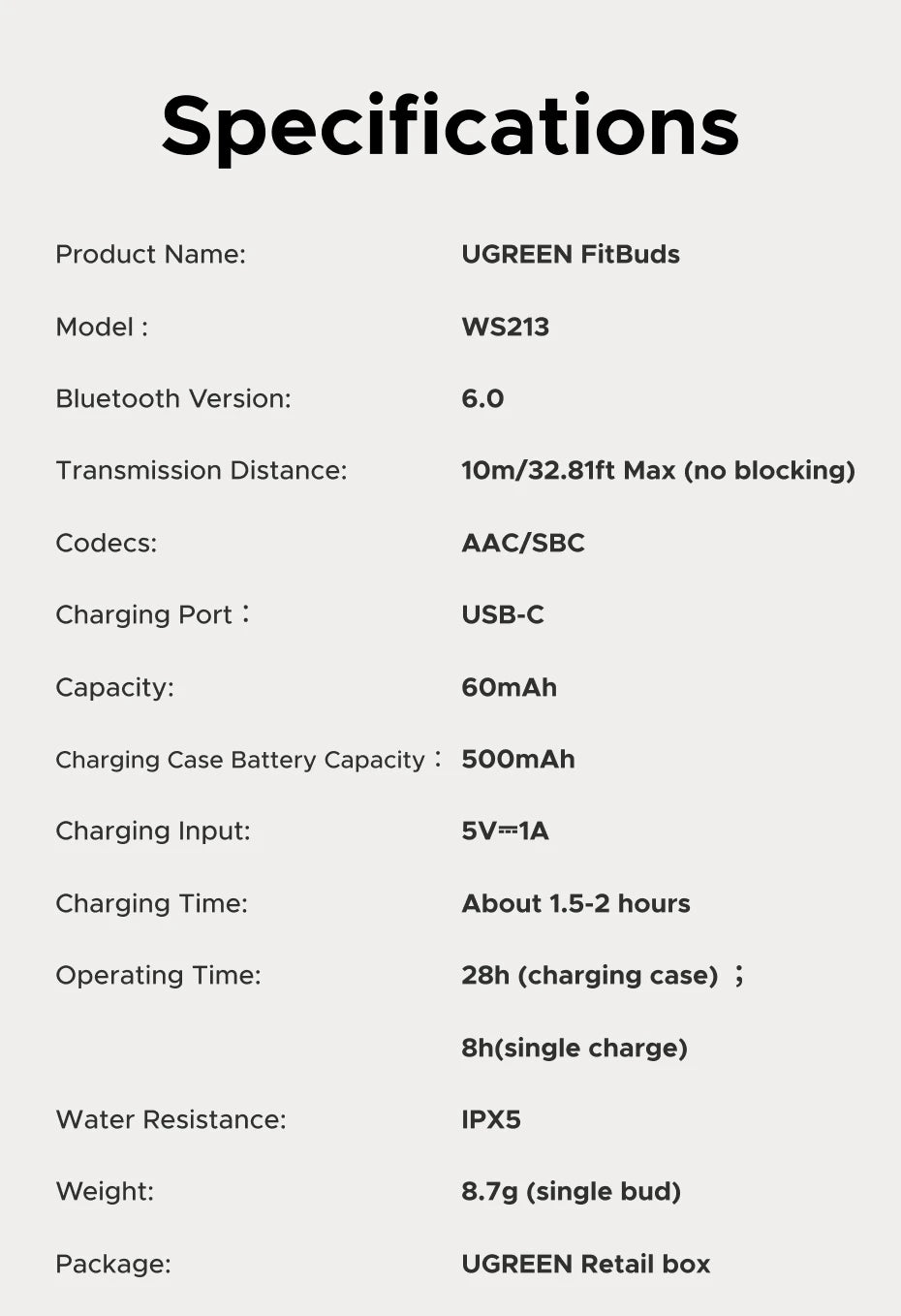 UGREEN FitBuds Open-Ear Headphones Earphones, Ear-hook TWS True-Wireless Bluetooth 6.0 Wireless Earbuds, Spatial Audio, 30H play