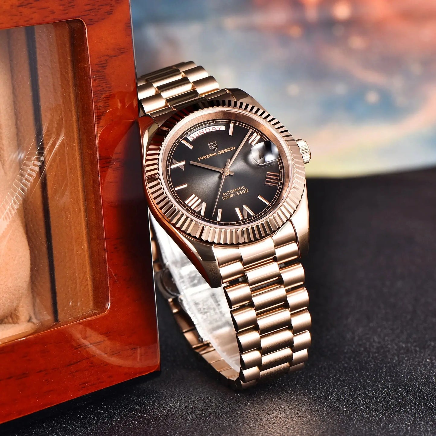 PAGANI DESIGN 2025 New Luxury Rose Gold DD40 Automatic Watch For Men NH36A Mechanical Wristwatch Men Stainless steel Waterproof