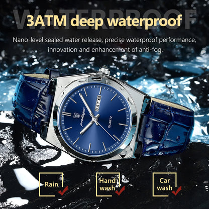 POEDAGAR Luxury Trend Men Watch Waterproof Luminous Date Week Man Wristwatch Military Outdoor Leather Men's Quartz Watches Reloj
